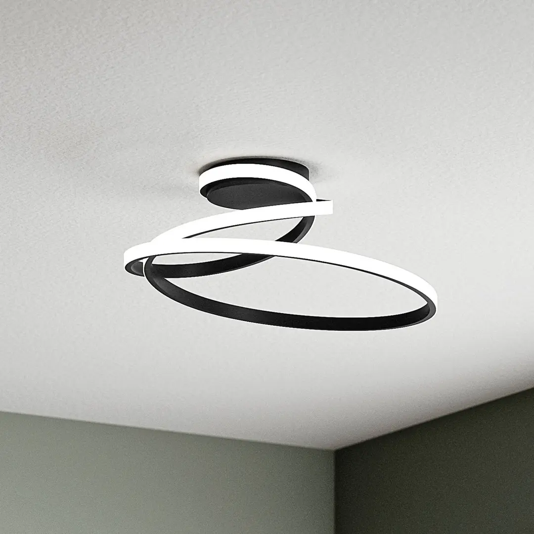 Luce Ambiente Design LED-Deckenlampe COASTER, schwarz, Länge 50 cm, Metall, CCT