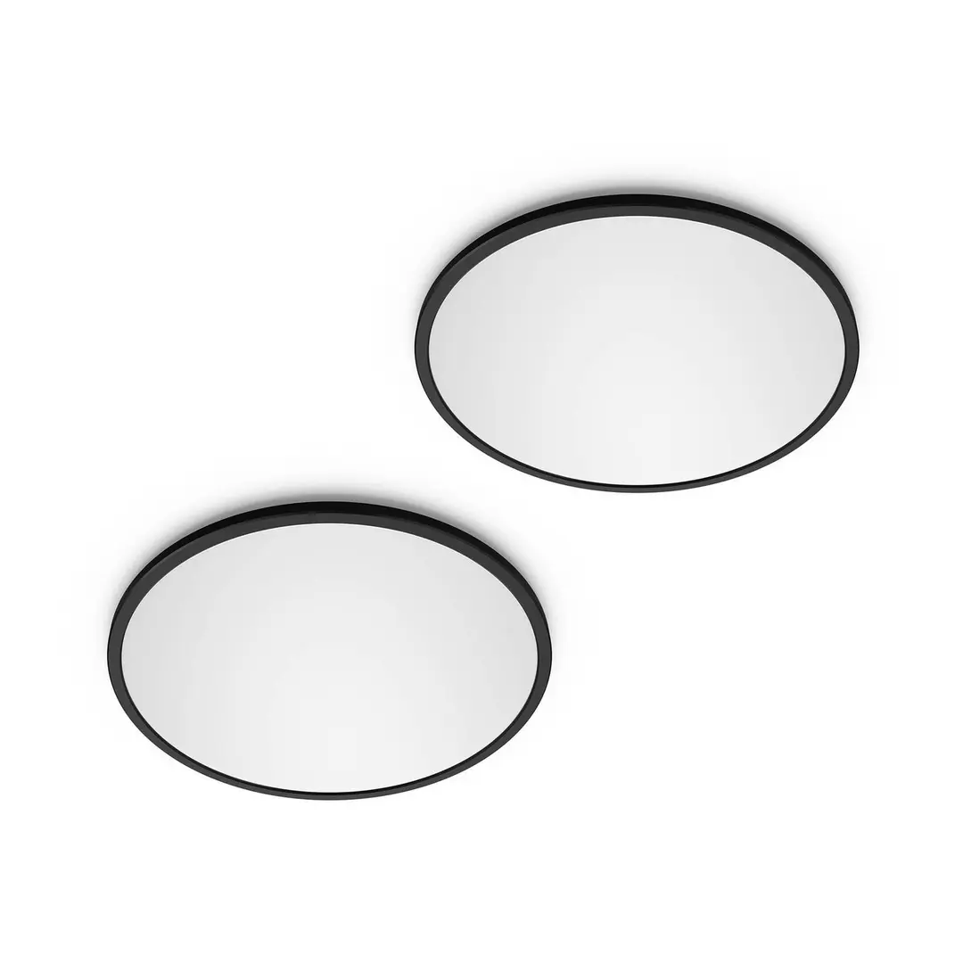 Philips LED SuperSlim 2er-Set schwarz IP44 Ø 25cm 2.700K