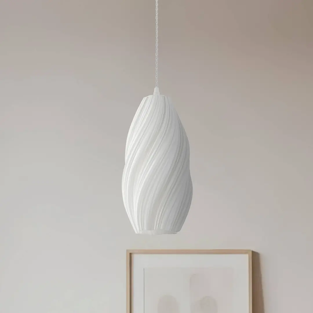 Lindby Pendelleuchte Nuvia, Ø 15,5 cm, weiß, 3D Druck