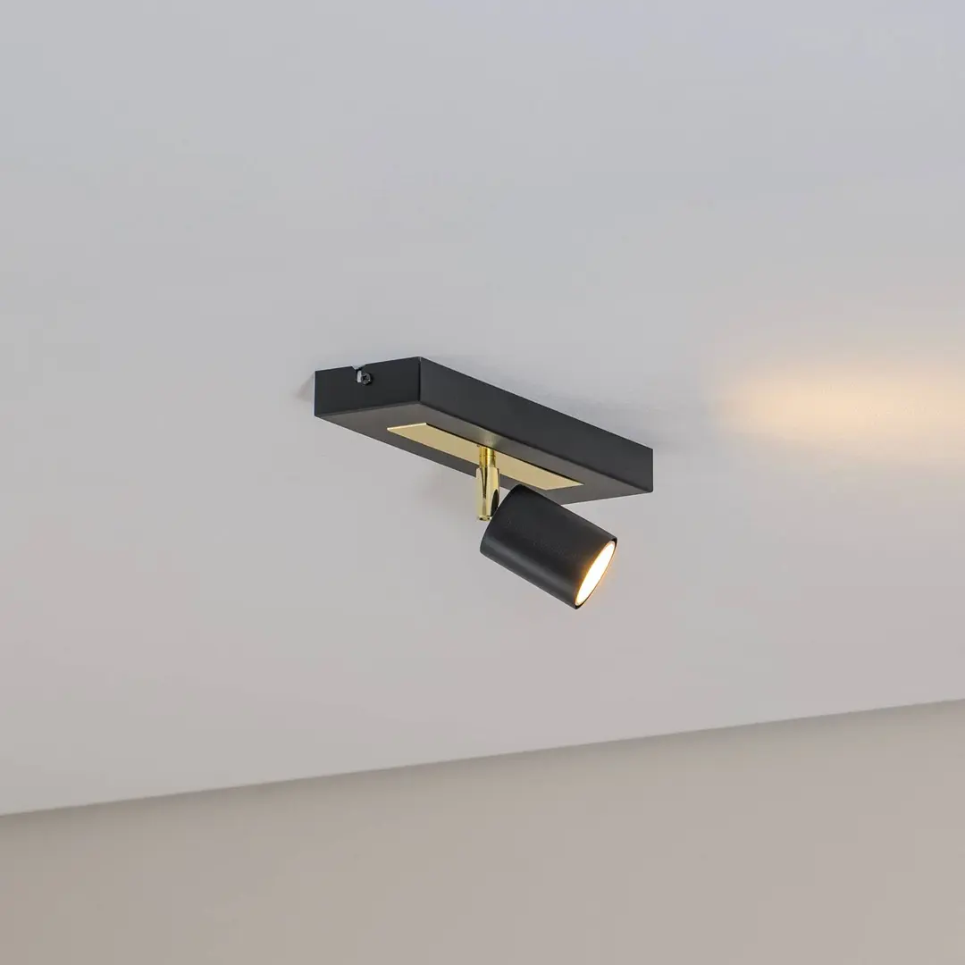 Luminex Deckenstrahler Rodez, schwarz/gold, Länge 30 cm, Stahl