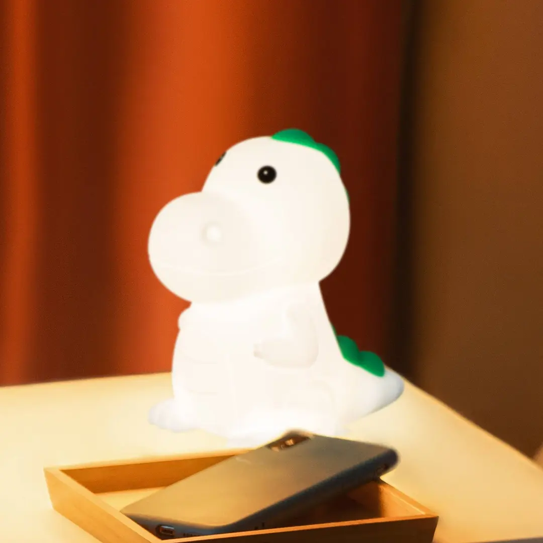 FH Lighting LED-Akku-Nachttischlampe Dinosauro, Dino, weiß, RGB, dimmbar