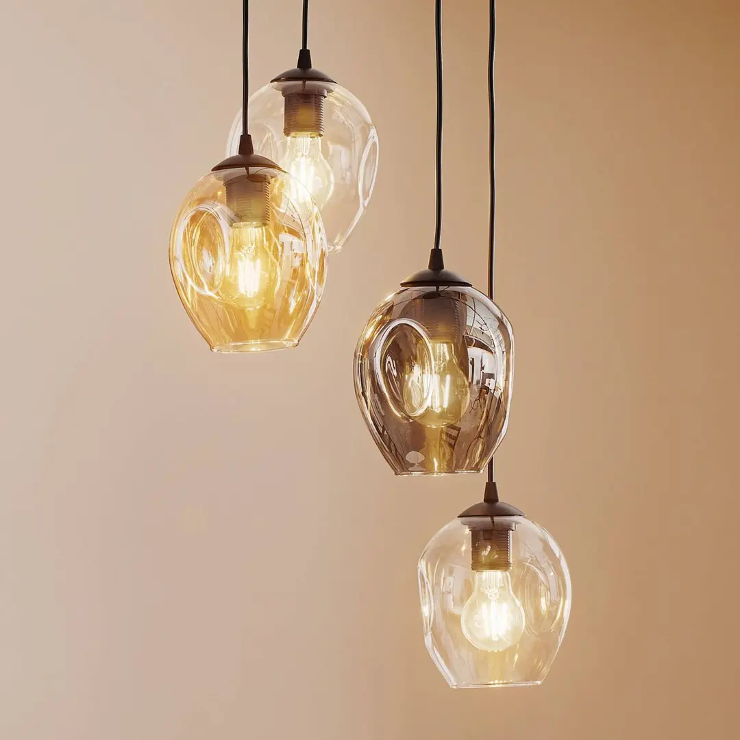 EMIBIG LIGHTING Pendellampe Starla rund 4-fl. grafit/amber/klar