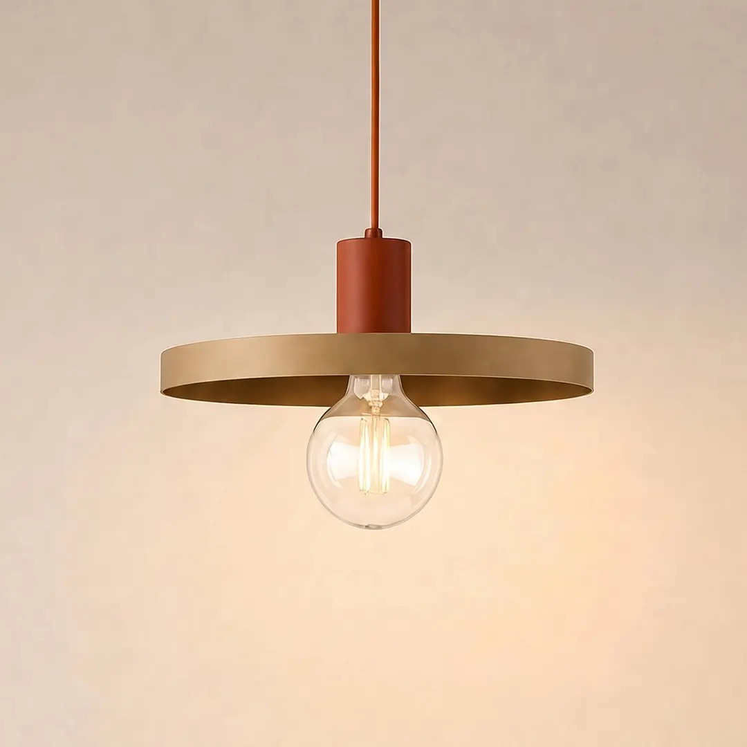 TK Lighting Pendelleuchte Sila, sand/rot, Metall, Ø 30 cm, E27