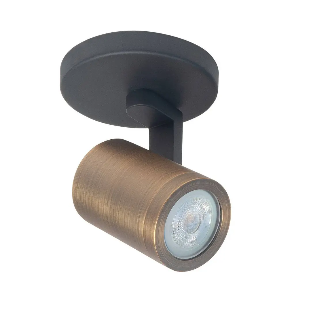 Highlight Deckenstrahler Halo, schwarz/messing brüniert Ø 10 cm 1-flg.