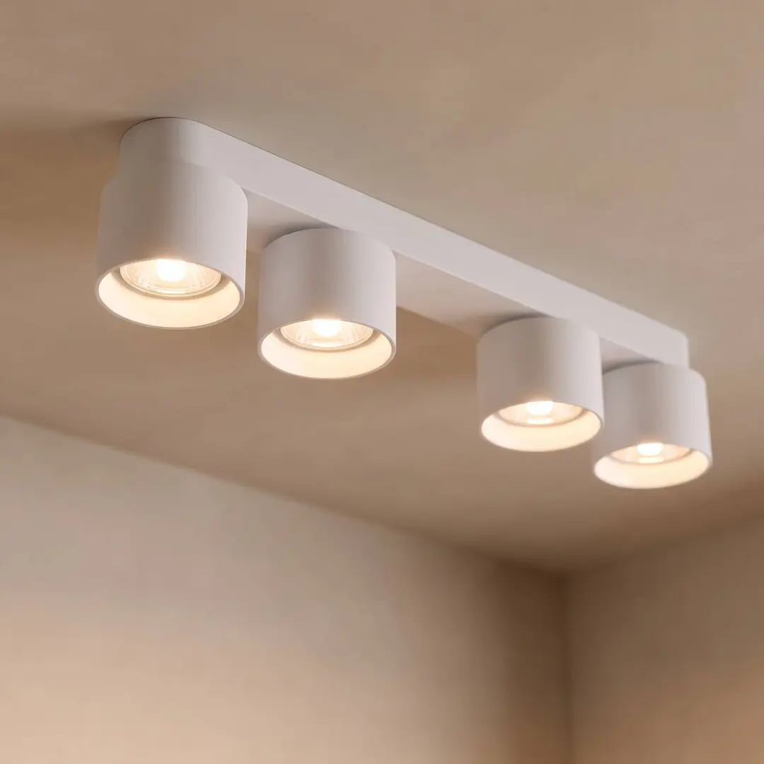 Nordlux Downlight Pitcher, weiß/silber, 4-flg., Metall, GU10