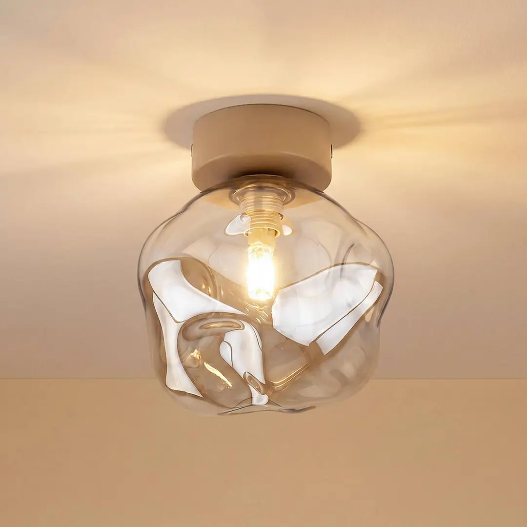 TK Lighting Deckenleuchte Lava, sand/cognac, Glas, Ø 15 cm, G9