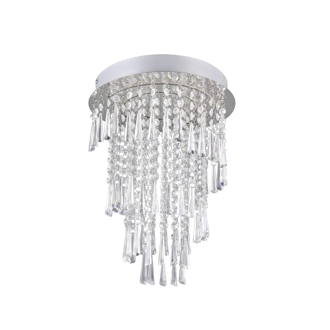 Reality Leuchten LED-Deckenlampe Pomp, Ø 30 cm, chrom, Acryl/Metall, CCT
