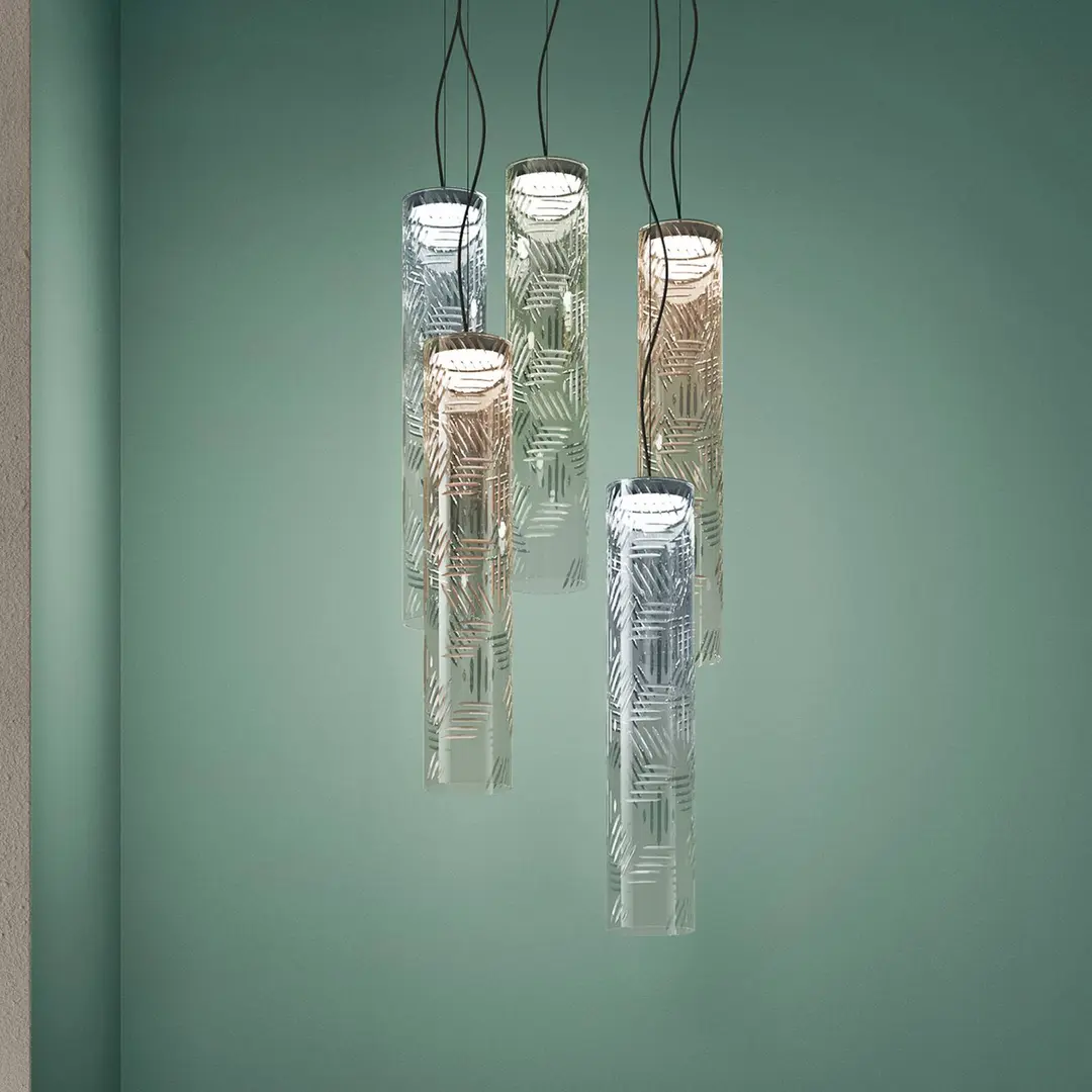 kdln LED-Pendelleuchte Jer 1, rauchblau, Ø 10 cm, Glas