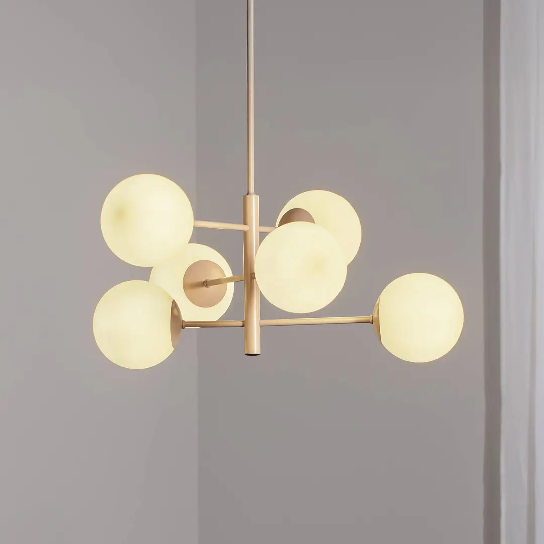 Domiluce Hängeleuchte Aurora, beige, Ø 60 cm, 6-flammig, Glas, E14