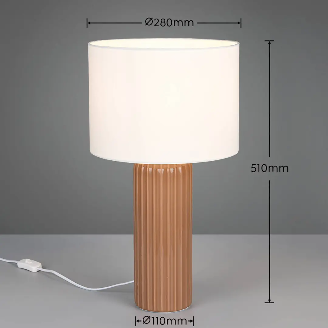 Reality Leuchten Tischleuchte Blair, mokka, Höhe 51 cm, E27, Keramik
