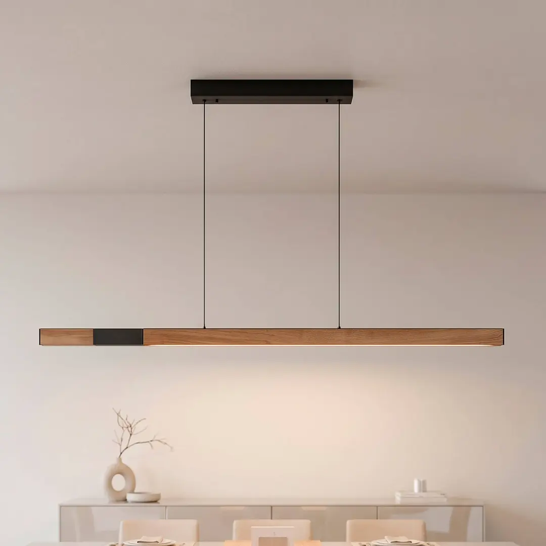 PAUL NEUHAUS LED-Pendellampe Adriana, schwarz/eiche, Länge 179 cm, CCT
