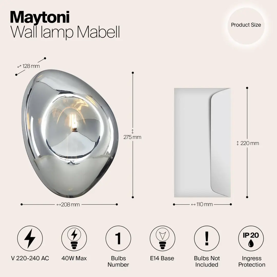 Maytoni Mabell Wandleuchte aus Glas, chrom