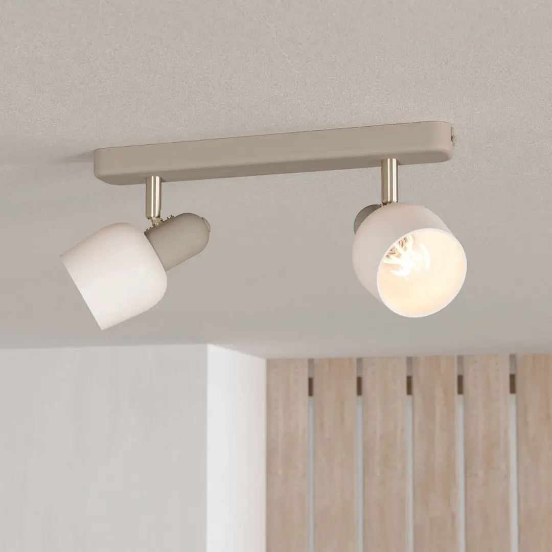 EGLO Deckenstrahler Corato, Länge 30 cm, sand/nickel/opal, 2-flg.