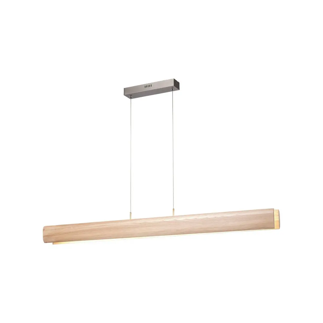 Brilliant LED-Hängelampe Monterra, Länge 100 cm, hellbraun, Holz