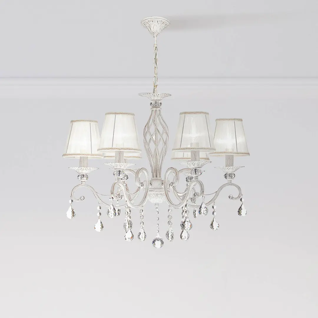 Maytoni Kronleuchter Grace, weiß, 6-flammig, Organza, E14
