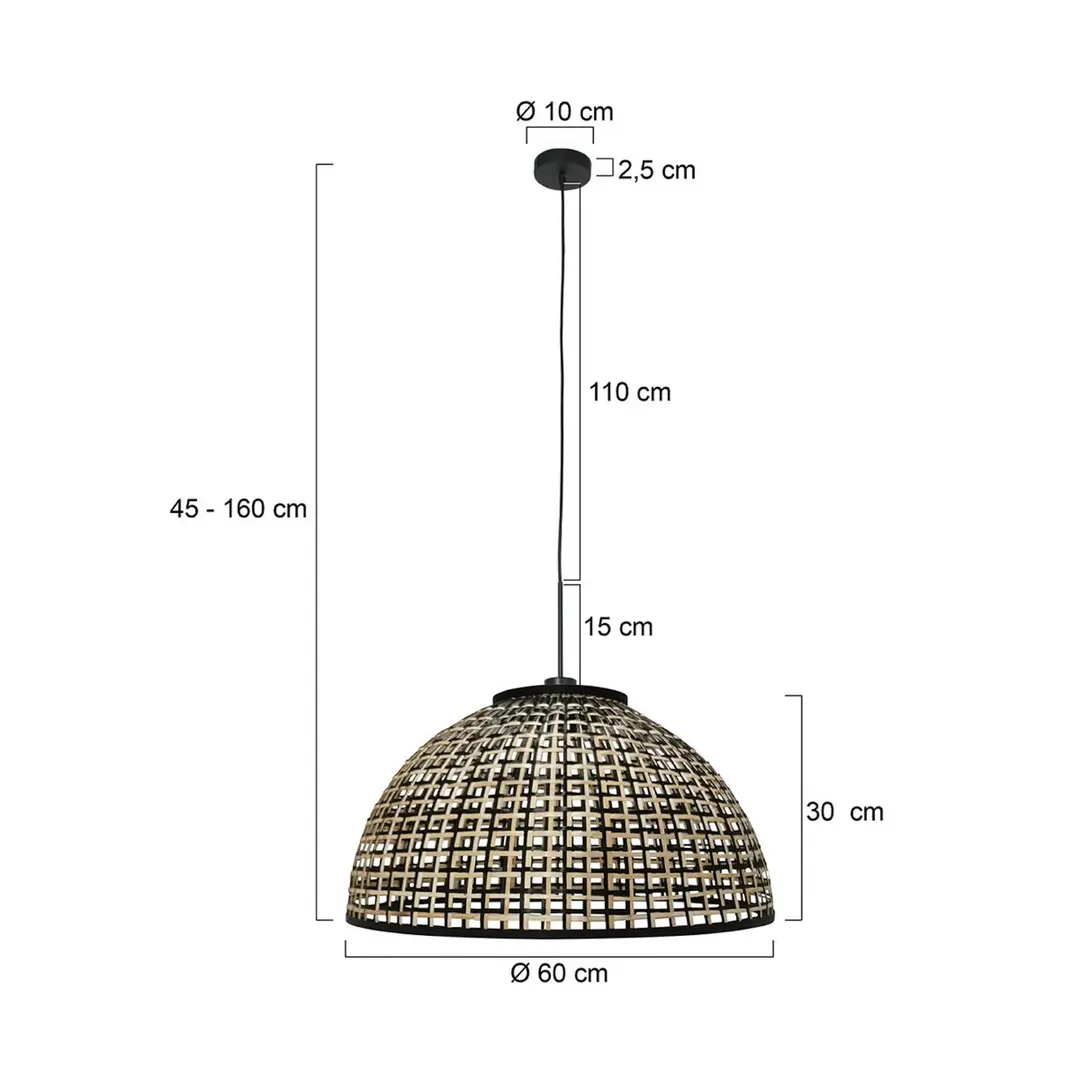Steinhauer Hängelampe Sparkled Light 4477ZW, Bambusgeflecht, Ø 60 cm