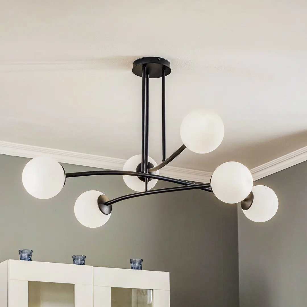 EMIBIG LIGHTING Deckenlampe Major, schwarz, sechsflammig