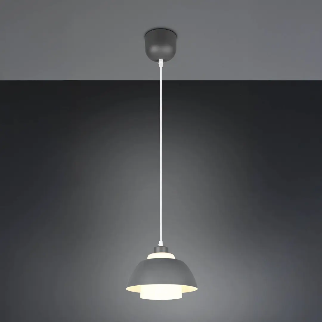 Reality Leuchten Hängeleuchte Tilos, anthrazit, Ø 23 cm, Metall/Glas, E27