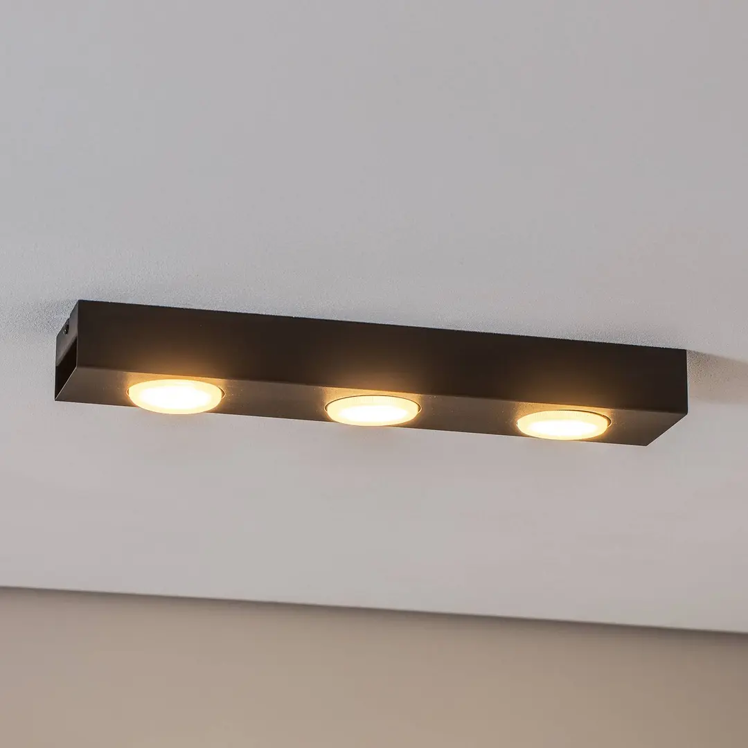 Luminex Downlight Ian in Schwarz, dreiflammig