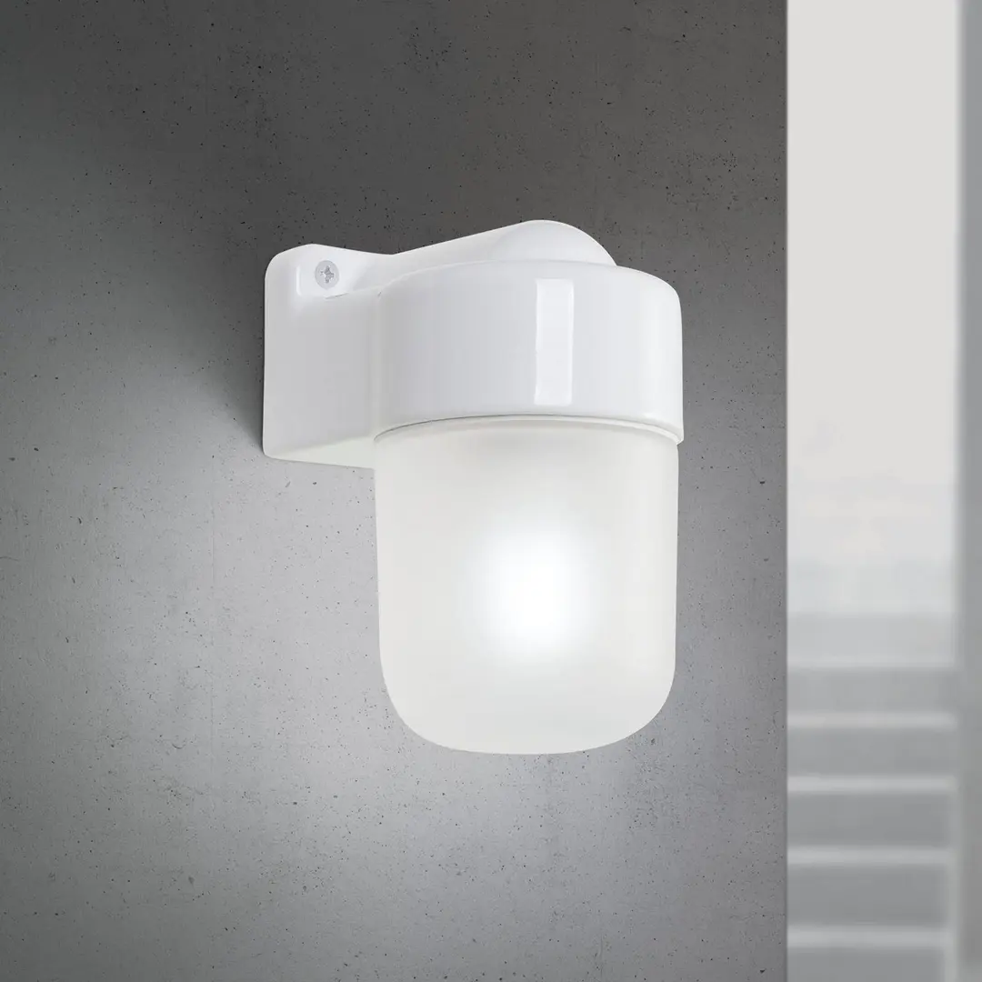 Orion Wandleuchte Ostia, weiß, Keramik, Glas satiniert, E27