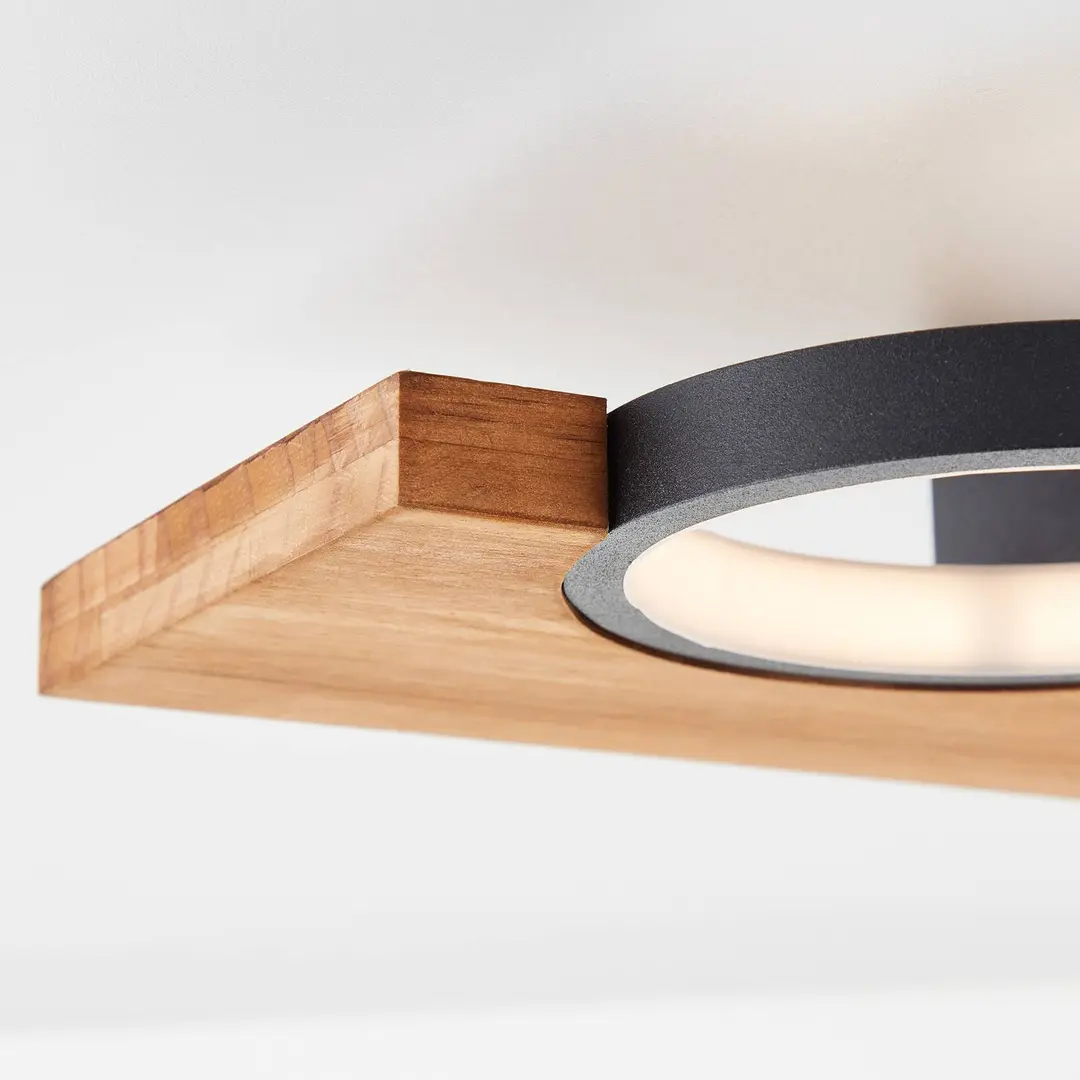 Brilliant Deckenlampe Cheesy aus Holz, zweiflammig