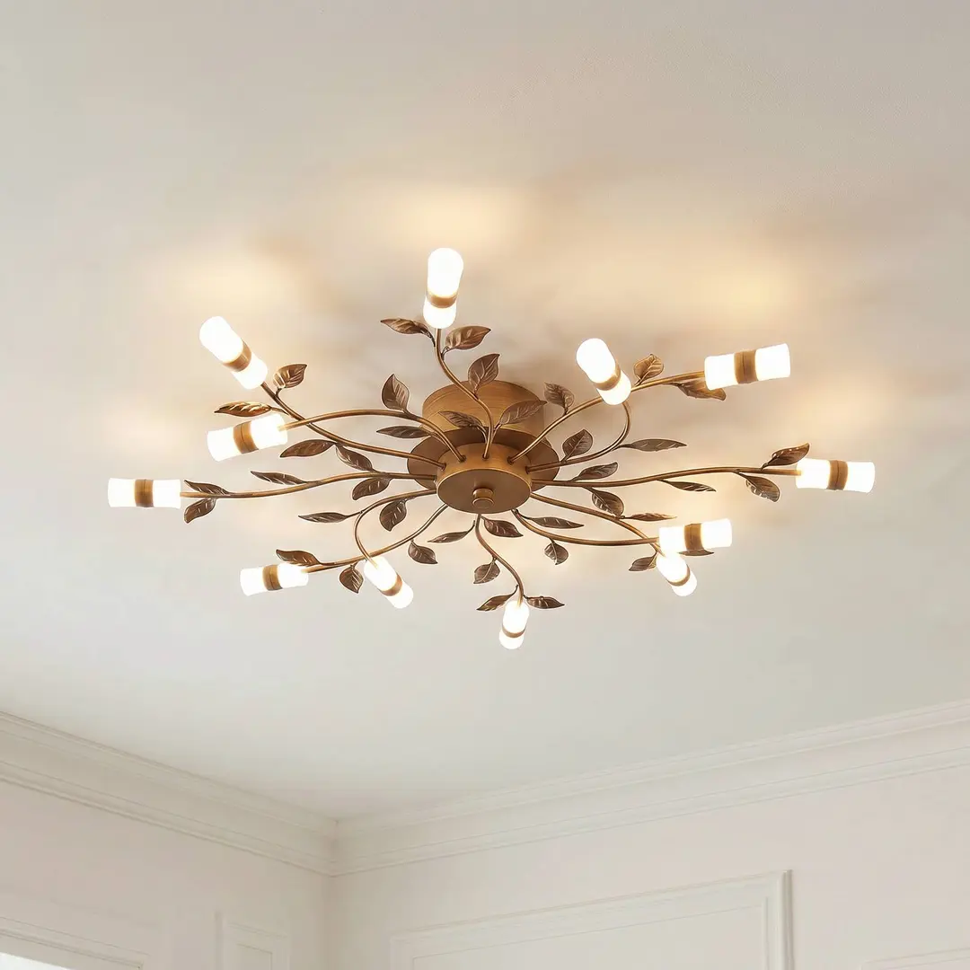 Lindby LED-Deckenleuchte Bentas, bronze, Metall, Ø 80cm