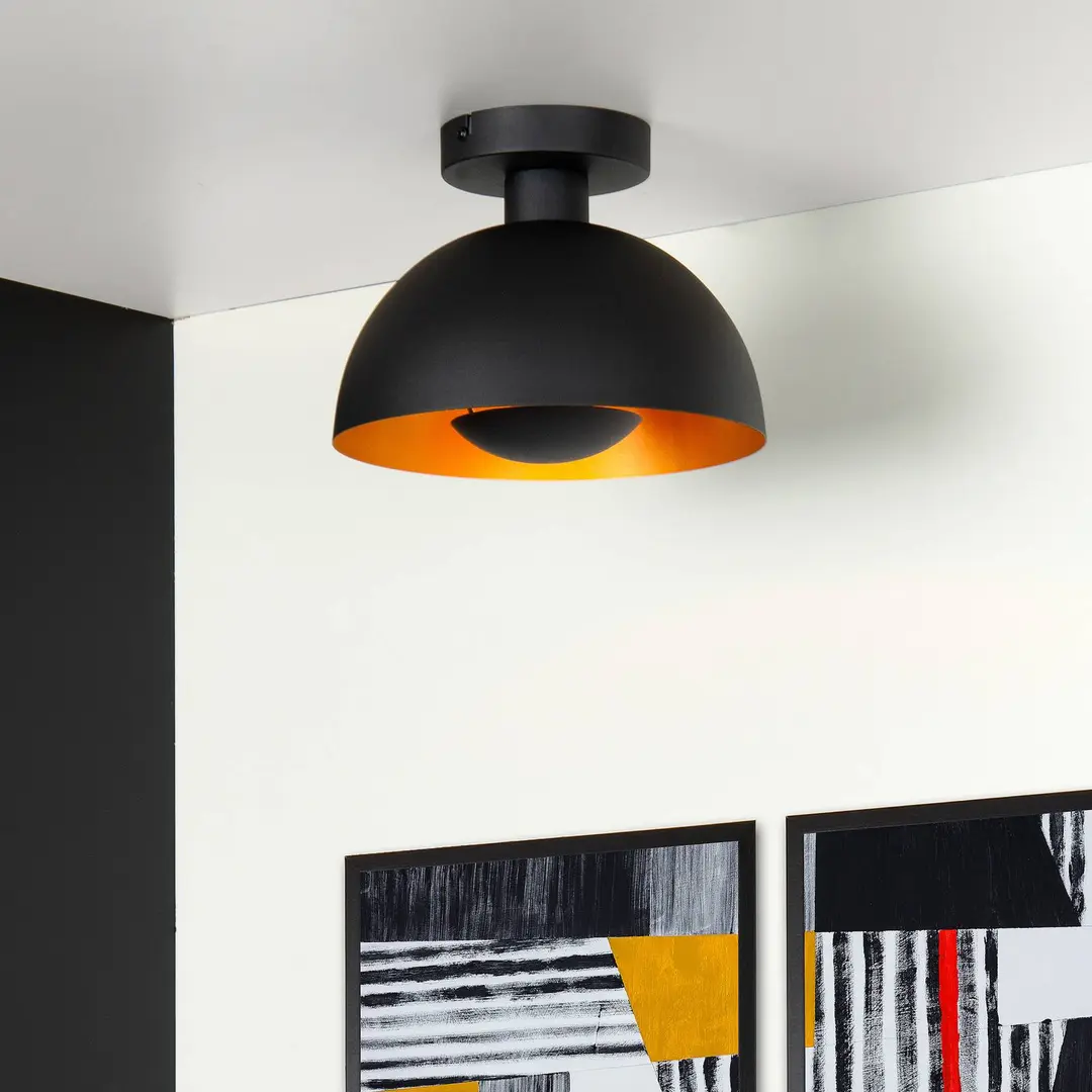 Lucide Deckenleuchte Siemon aus Stahl, Ø 25 cm, schwarz