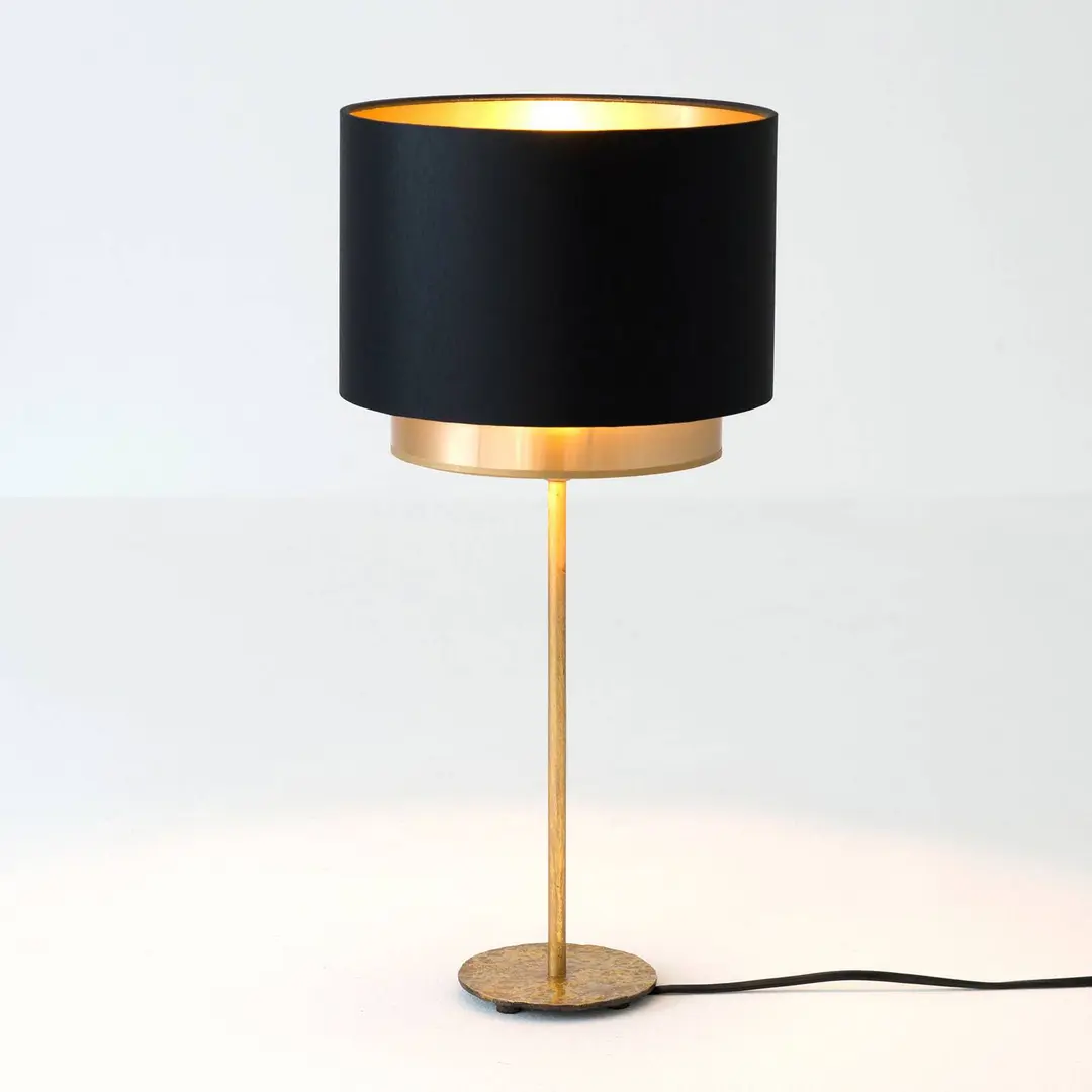 Holländer Tischleuchte Mattia, Chintz schwarz/gold