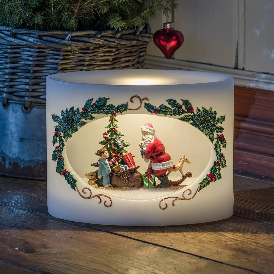 Konstsmide Christmas Echtwachskerze LED Weihnachtsmann mit Kind