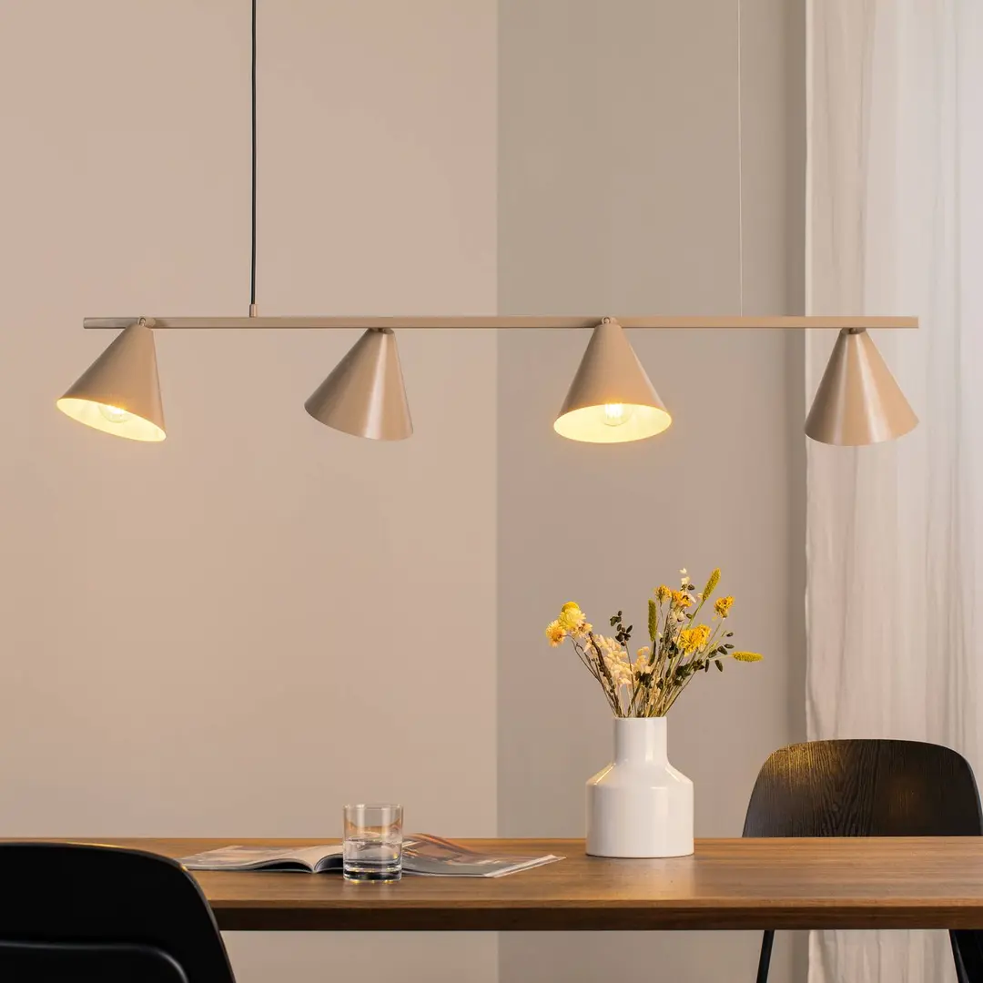 ALDEX Hängeleuchte Form 4, beige, Metall, 4-flammig, Kegel, E27