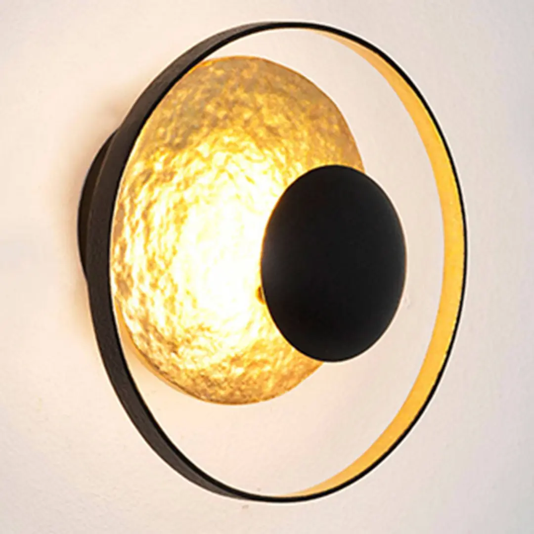 Holländer Wandleuchte Satellite, Ø 19 cm schwarz-gold