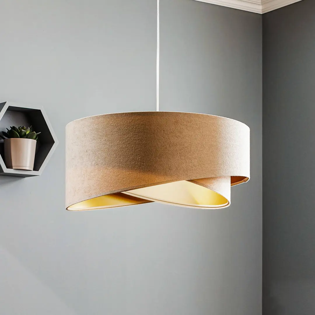 Maco Design Hängeleuchte Vivien, zweifarbig, creme/gold
