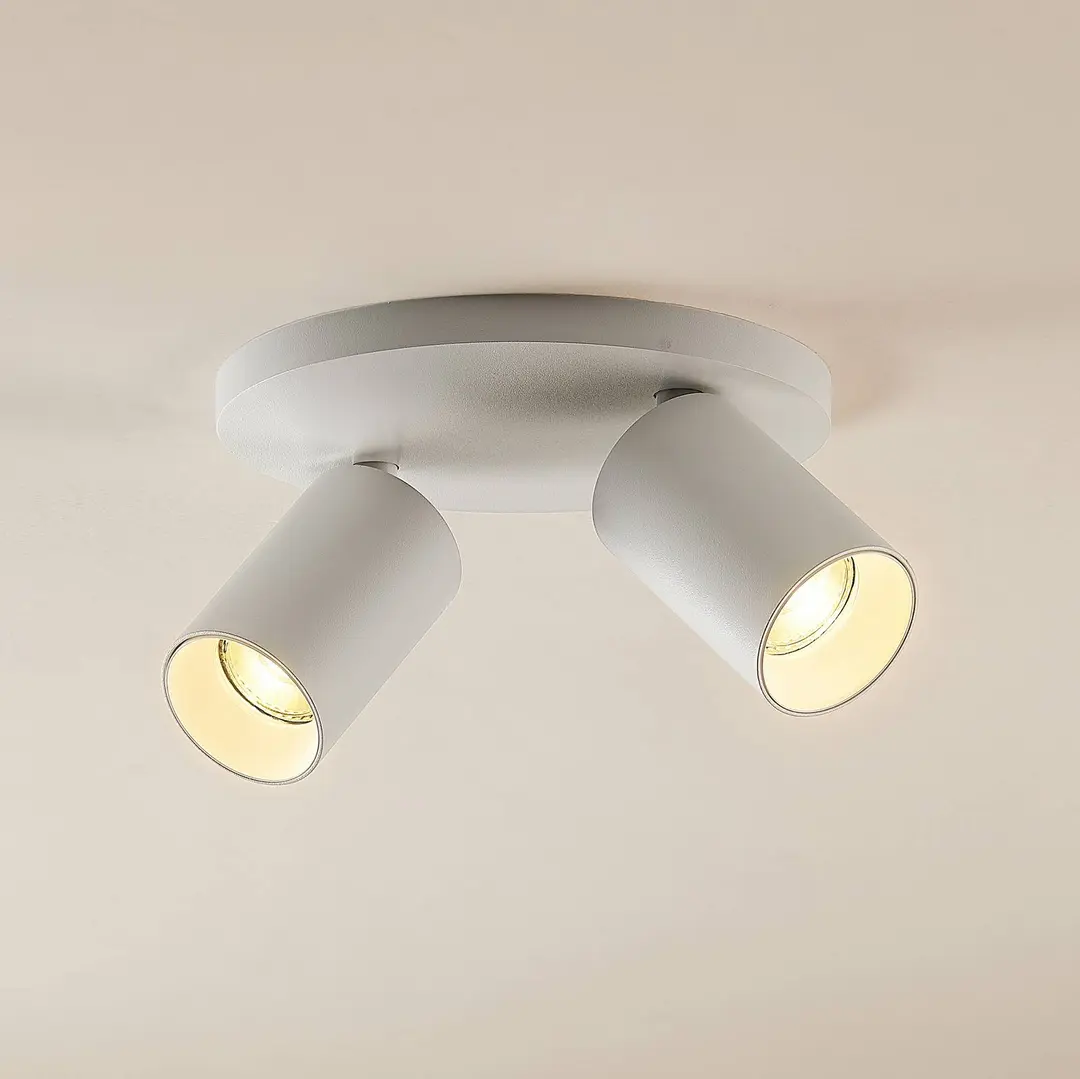 Arcchio Strahler Brinja, weiß, rund, Ø 6 cm, 2-flg., GU10