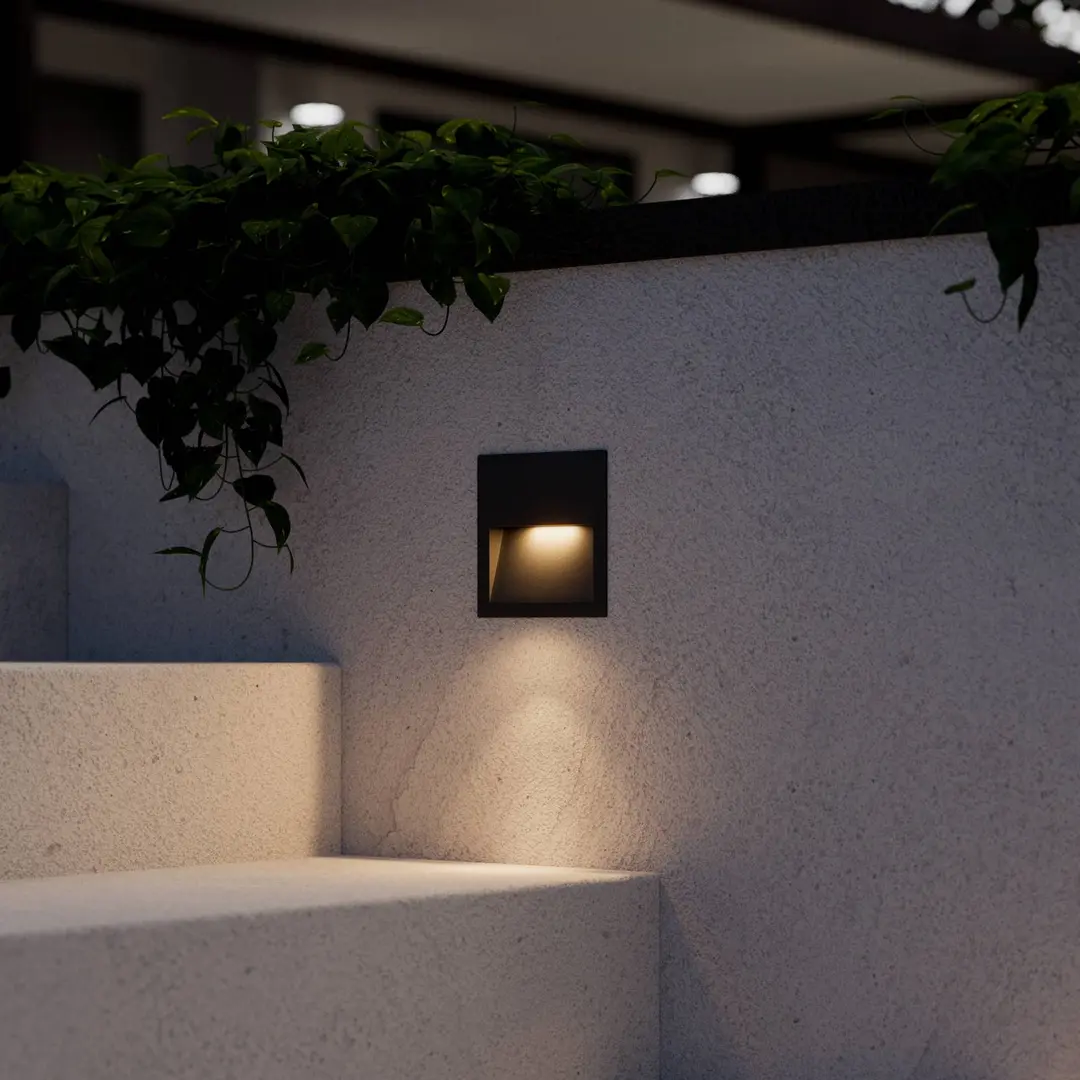 Lucande LED-Wandeinbauleuchte Loya, 11,5x11,5 cm, grau, IP54