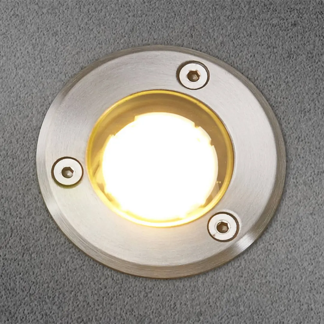 Lucande LED-Bodeneinbauleuchte Kenan, Ø 7cm, Edelstahl, IP67