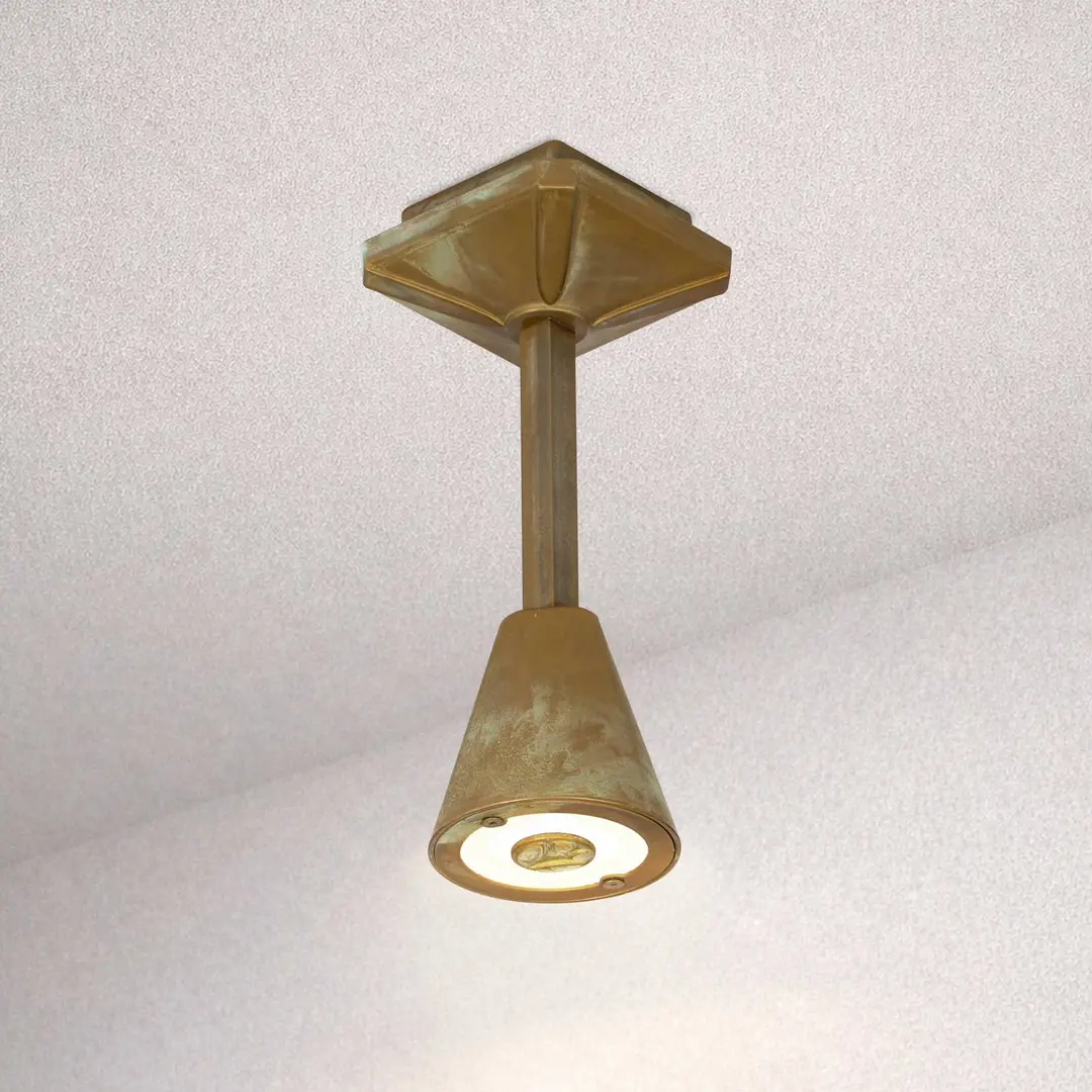 Moretti Luce LED-Außendeckenleuchte Silva Disk, Höhe 26 cm, messing antik
