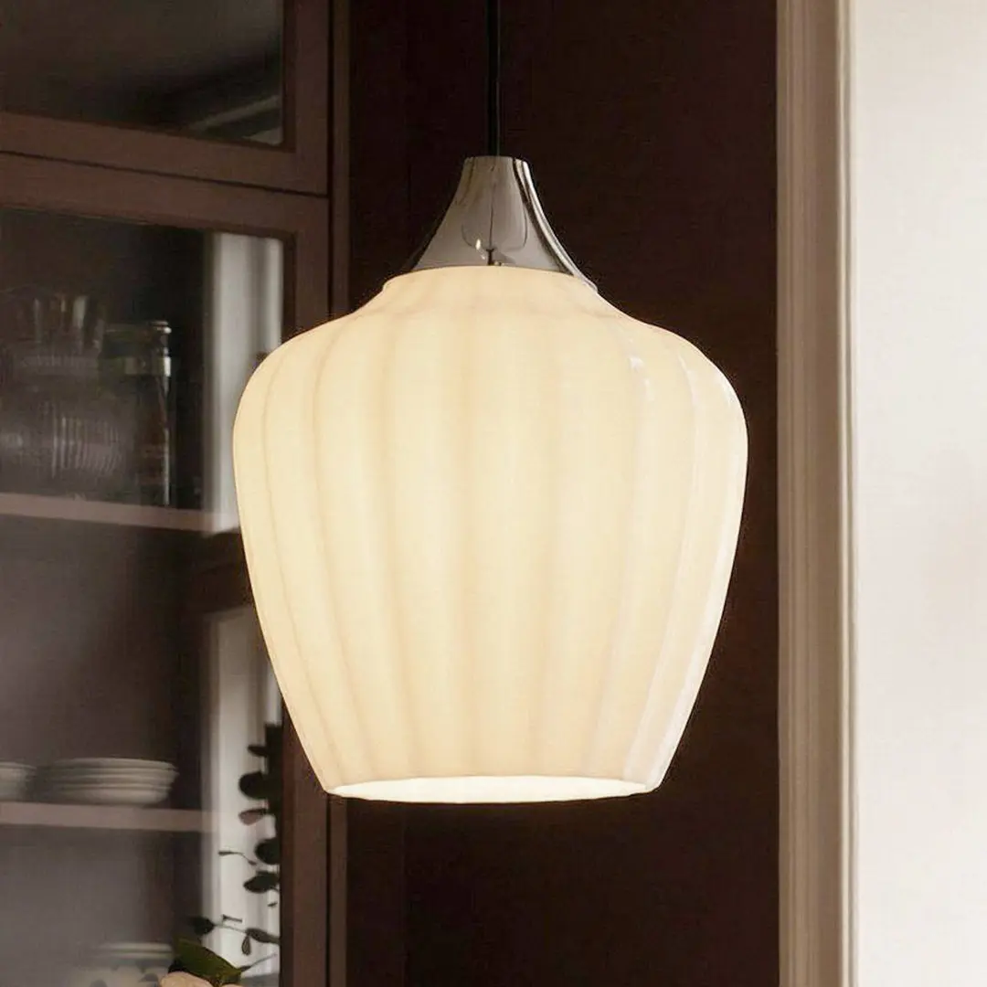 PR Home Pendelleuchte Amalfi, opalweiß, Ø 25 cm, Glas, E27, Stecker