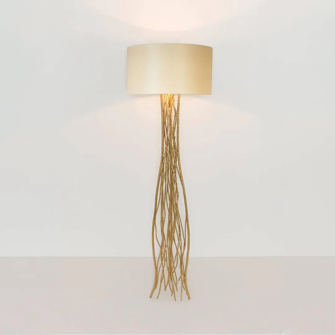 Holländer Stehleuchte Capri, gold/ecru, Höhe 155 cm, Eisen gehämmert