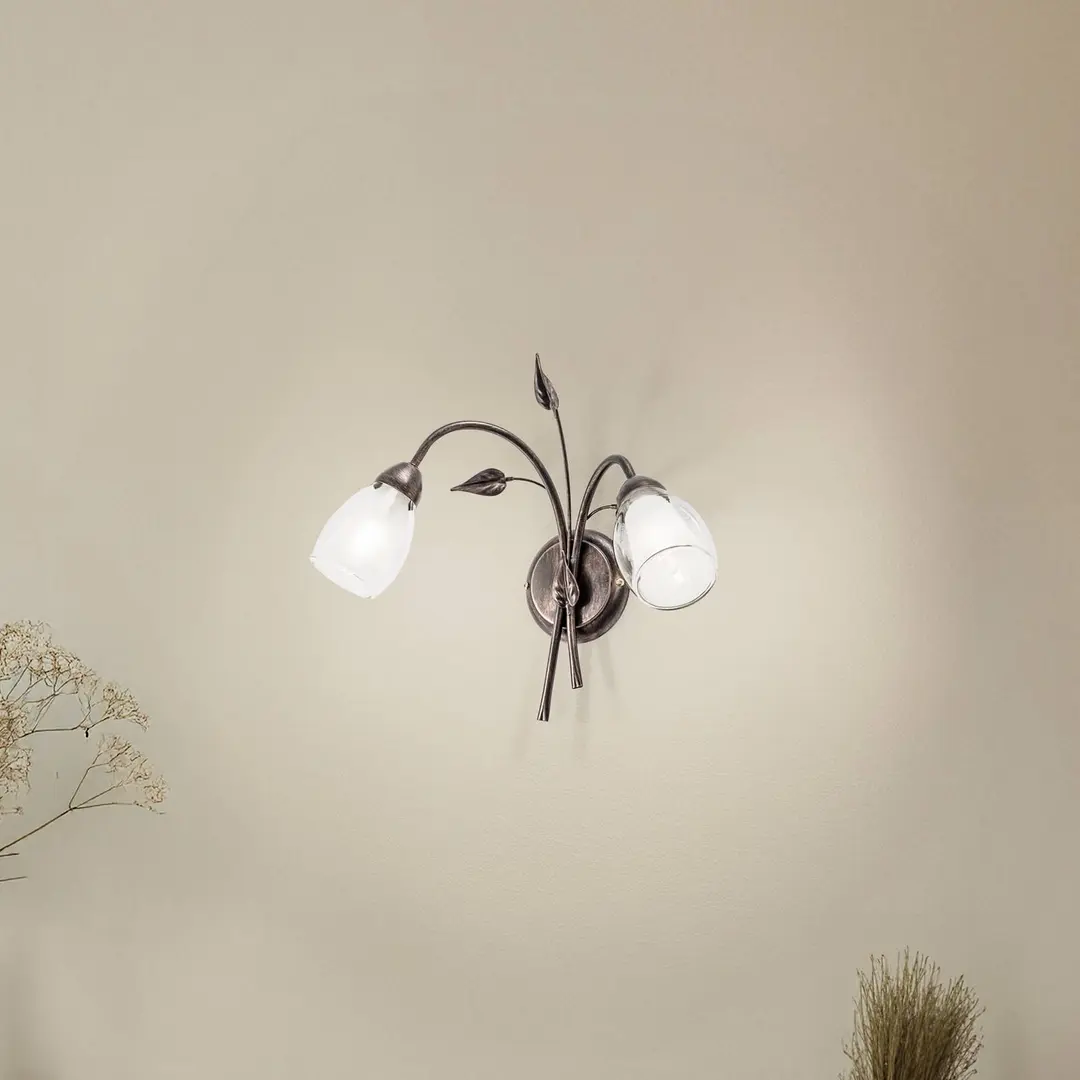 ONLI Wandleuchte Liliana, zweiflammig, schwarz, rotgold, Metall