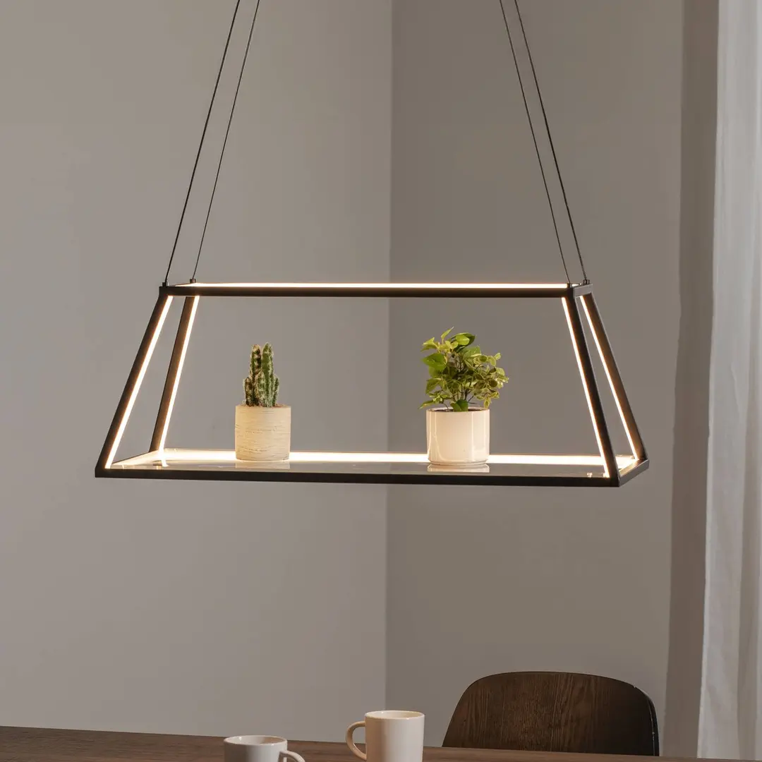 Lucande LED-Hängeleuchte Mensola, schwarz, Alu, 75 cm