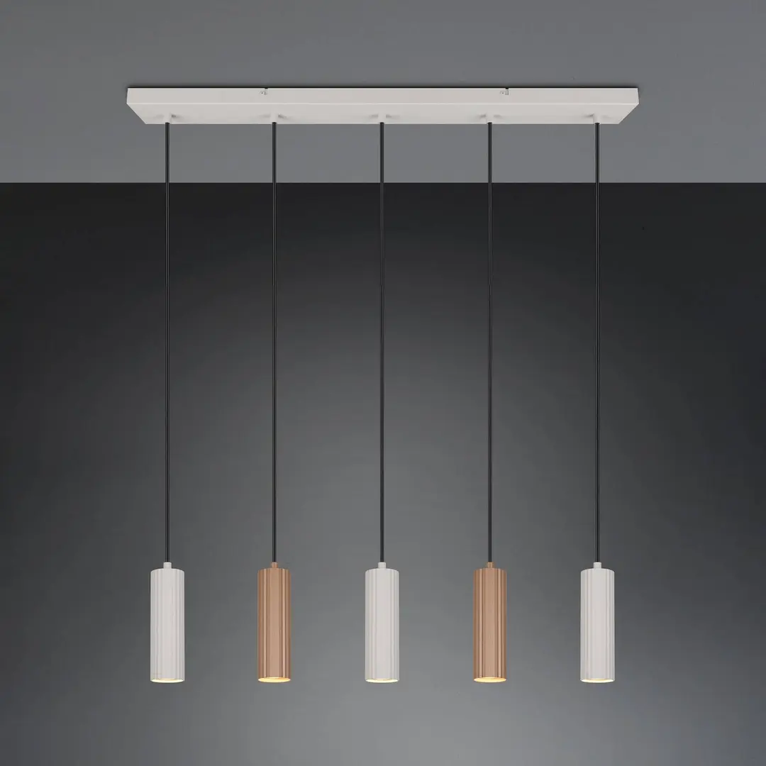Trio Lighting Hängelampe Soka, braun/grau, Länge 85 cm, Metall, 5-flg.