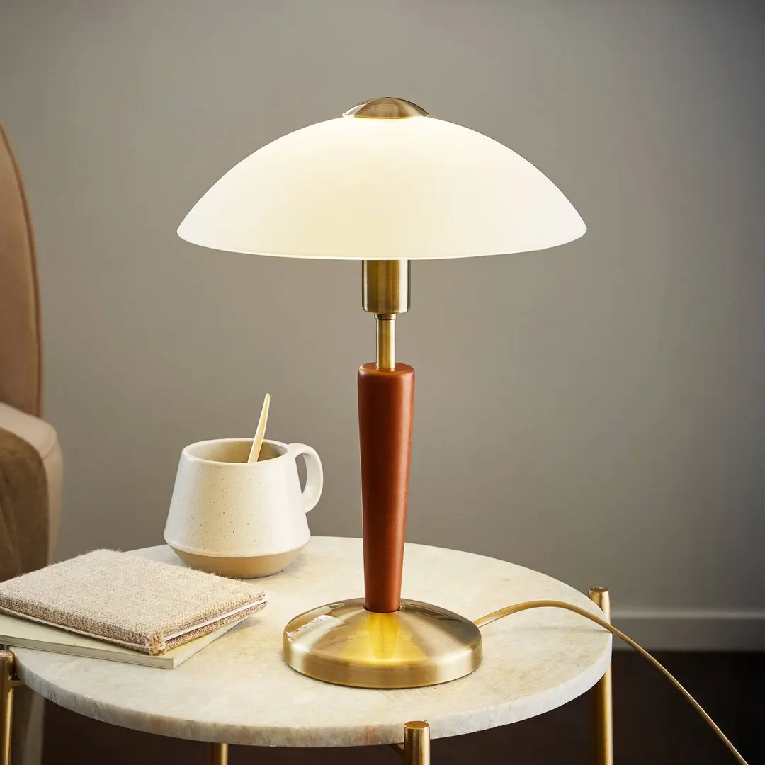 EGLO Tischlampe SOLO 1, brüniert/nuss, Höhe 35 cm Metall/Glas dim