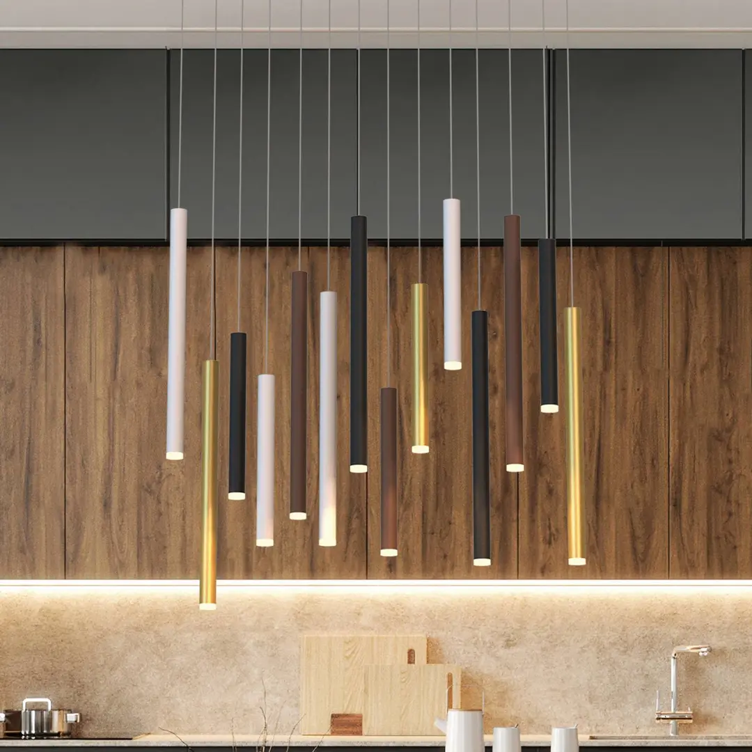 Mantra Iluminación LED-Hängeleuchte Cala, 14-flammig, lang, Aluminium, Eisen