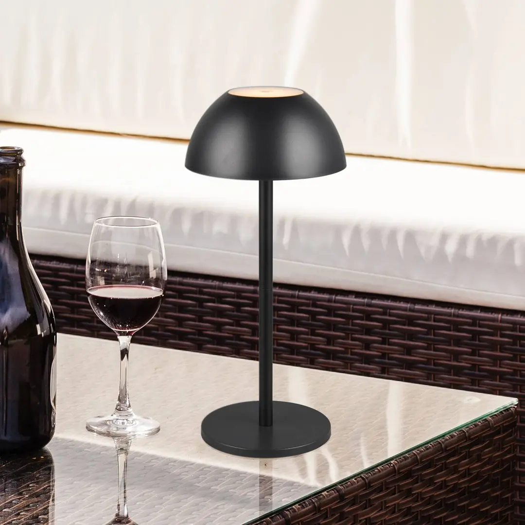 Reality Leuchten LED-Akku-Tischlampe Ricardo, schwarz, Höhe 30 cm, Kunststoff