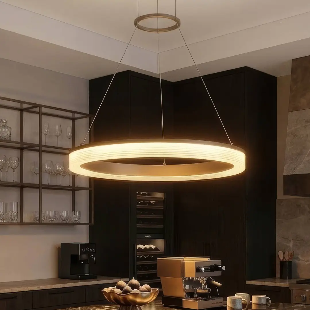 Searchlight LED-Hängeleuchte Lumen Rings, sandfarben, CCT, dimmbar