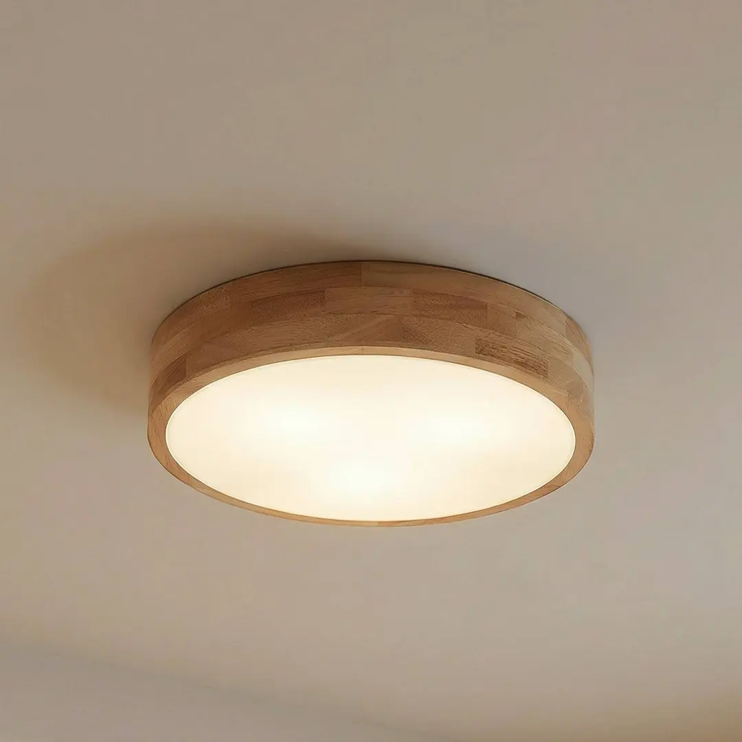 Lindby Deckenlampe Tanju, Ø40 cm, 3-flg., Kautschukholz, E27