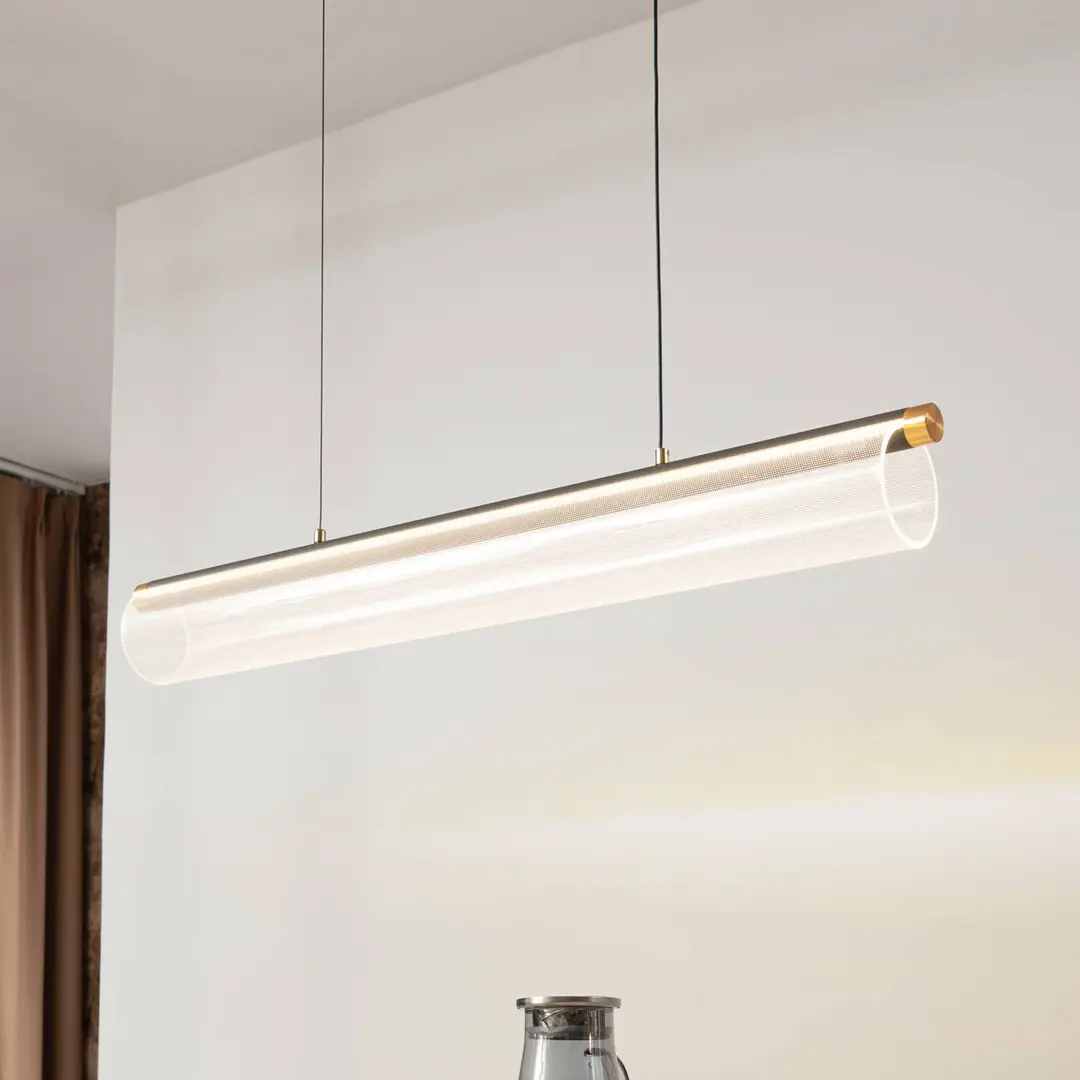 Lucande LED-Hängeleuchte Alania, transparent, Metall, 86,5cm