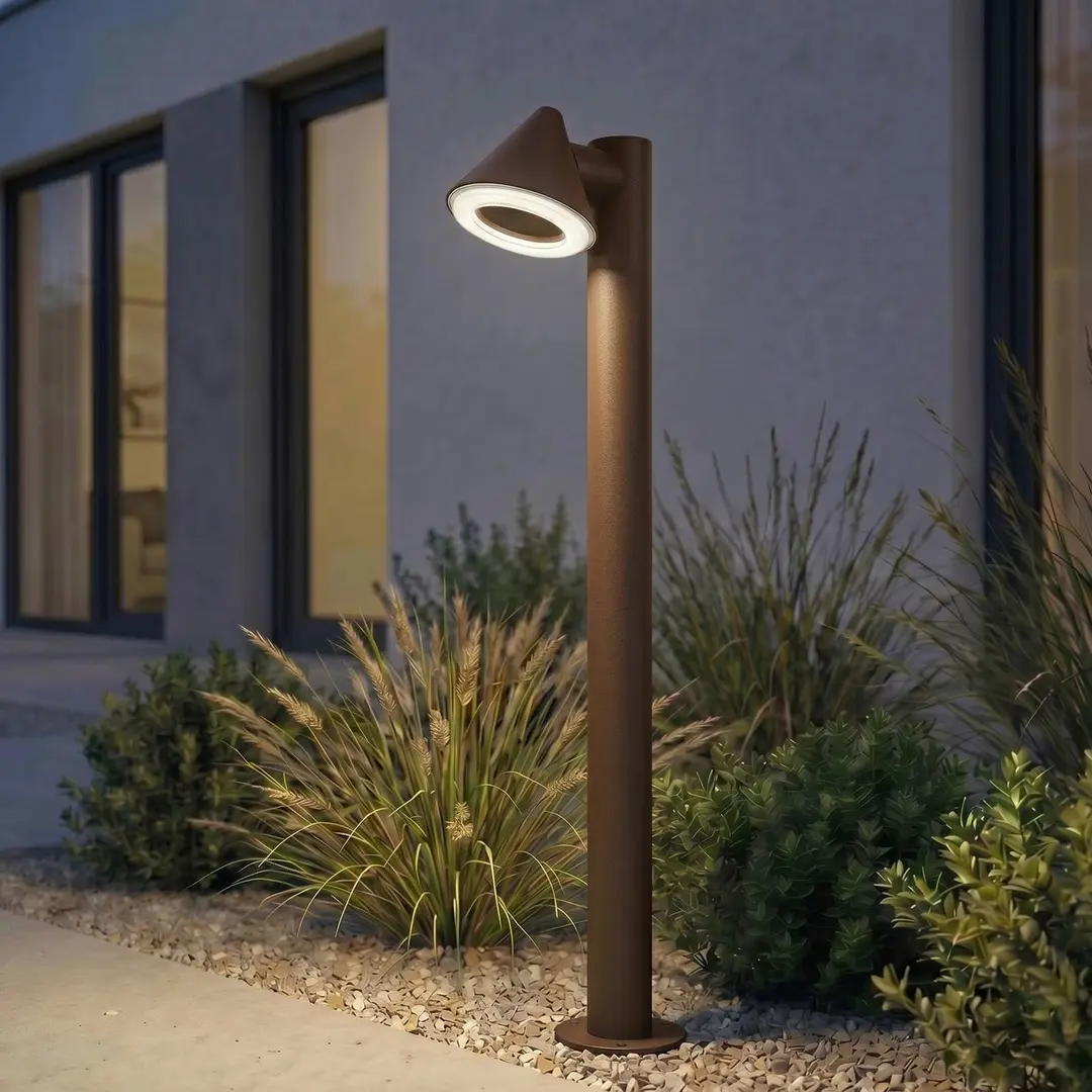 Lindby LED-Wegeleuchte Soran, braun, 100 cm, Metall, IP44