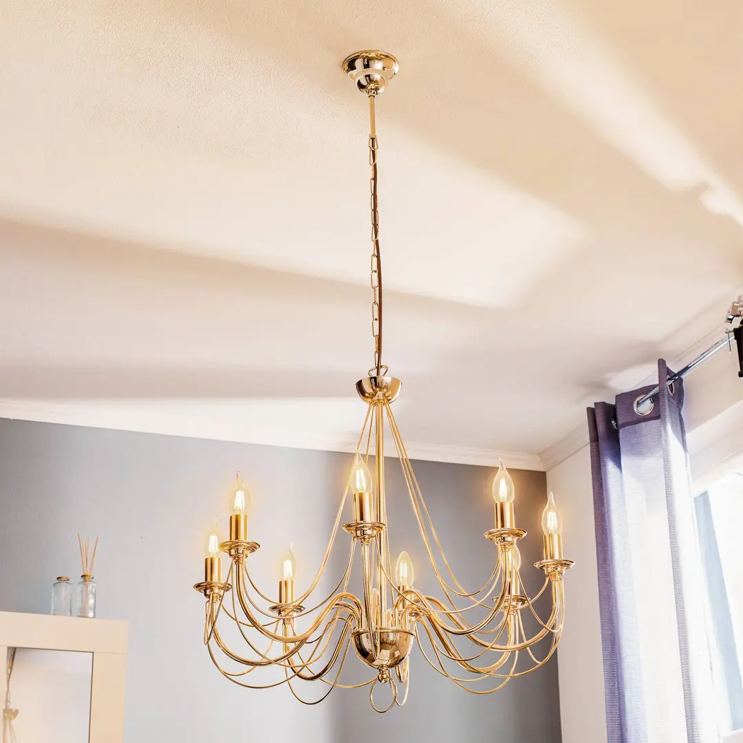 Domiluce Kronleuchter Retro, 8-flammig, gold, 120cm Abh.