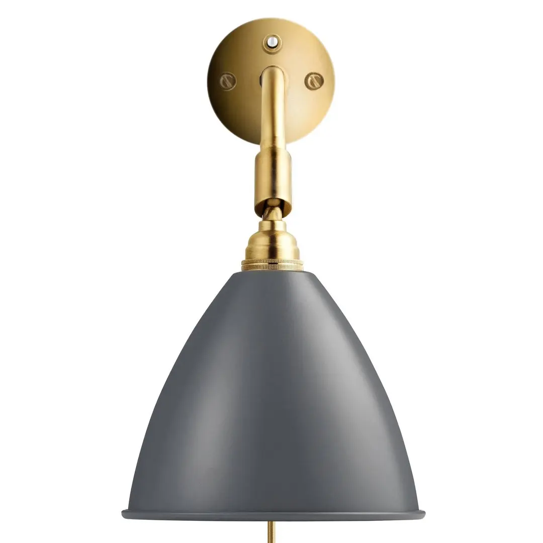 GUBI Wandleuchte Bestlite BL7, grau/messing, Ø 16 cm, E14